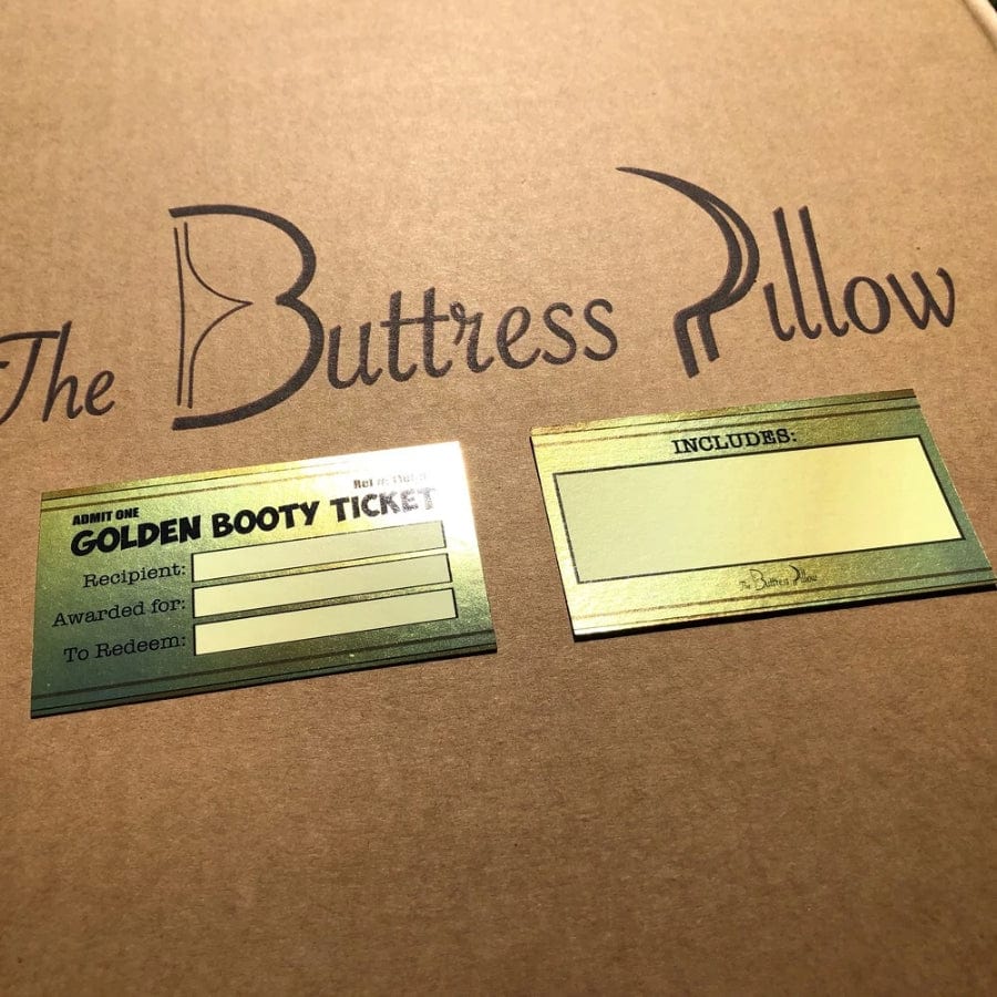 The Buttress Pillow Golden Booty Ticket for Butt Lovers Front and back